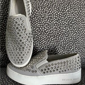 Michael Kors Silver Rhinestone Slip-On Shoes
